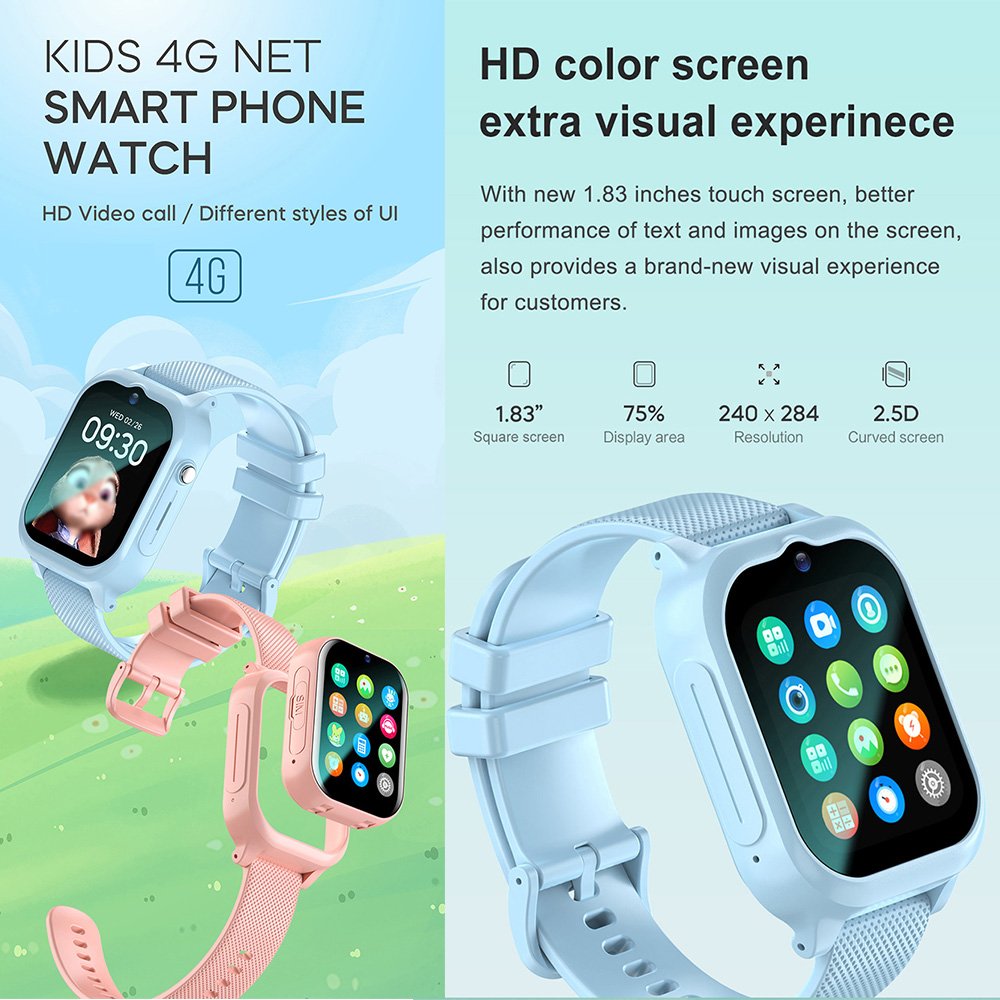 Custom Wholesale Waterproof Touch Screen HD Video Camera SOS Emergency Call Sim Card 4G Boys Smartwatch with GPS Tracker